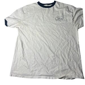 Champion NPR Wait Wait Don't Tell Me Ringer T-Shirt White Navy Blue Mens XL